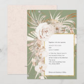 Invitation Aquarelle vert olive mariage floral botanique (Devant / Derrière)