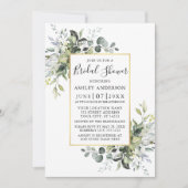 Invitation Aquarelle Vert Or Dusty Bleu Douche (Devant)