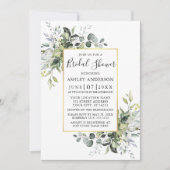 Invitation Aquarelle Vert Or Sage Vert Douche (Devant)