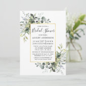 Invitation Aquarelle Vert Or Sage Vert Douche (Debout devant)