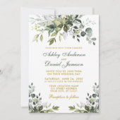 Invitation Aquarelle Vert Or Vert Mariage photo (Devant)