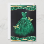 Invitation Aquarelle Vert Parties scintillant or robe Sweet s (Dos)