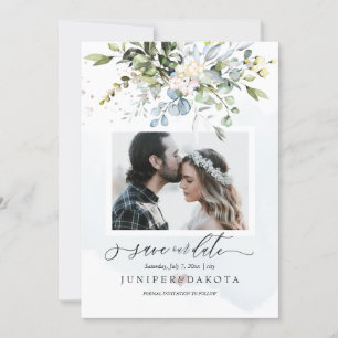 Invitation Aquarelle Vert rose pâle rose bleu foncé