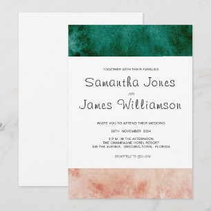 Invitation Aquarelle Vert rose rose rose Formel Mariage moder