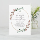 Invitation Aquarelle vert rustique Bat mitzvah d'hiver (Debout devant)