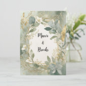 Invitation aquarelle vert sage et or (Debout devant)