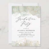 Invitation Aquarelle Vert Sauge Or Géométrique Remise de Dipl (Devant)