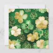 Invitation Aquarelle Vert & Trèfle Doré Sweet 16 (Dos)