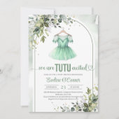 Invitation Aquarelle vert tutu ballerine robe verte (Devant)