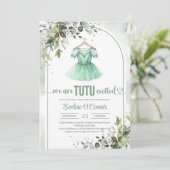 Invitation Aquarelle vert tutu ballerine robe verte (Debout devant)