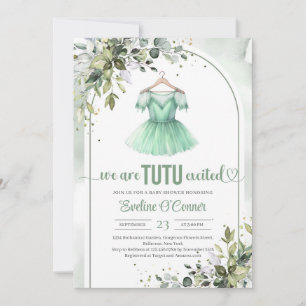 Invitation Aquarelle vert tutu ballerine robe verte