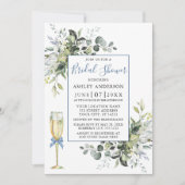 Invitation Aquarelle Vert Verre Douche Dusty Bleu (Devant)
