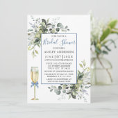 Invitation Aquarelle Vert Verre Douche Dusty Bleu (Debout devant)