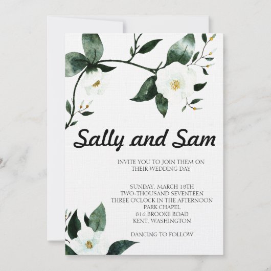 Invitation Aquarelle verte (Devant)