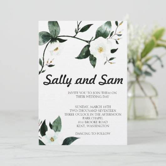 Invitation Aquarelle verte (Debout devant)