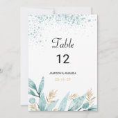 Invitation Aquarelle verte à la menthe feuillage Numéros de t (Devant)