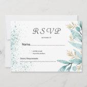 Invitation Aquarelle verte à la menthe feuillage RSVP (Devant)
