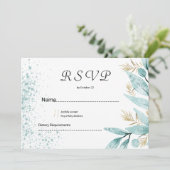 Invitation Aquarelle verte à la menthe feuillage RSVP (Debout devant)