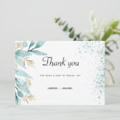 Invitation Aquarelle verte à la menthe Merci (Debout devant)