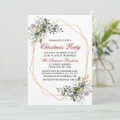 Invitation Aquarelle verte Berries Noël Fête Rouge (Debout devant)