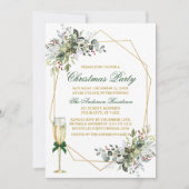 Invitation Aquarelle verte Berries Noël Or Vert (Devant)