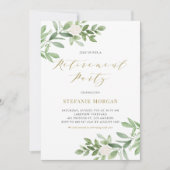 Invitation Aquarelle verte Blanc Floral Retraite Party (Devant)