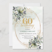 Invitation aquarelle verte Boho pour 60e anniversa (Devant)