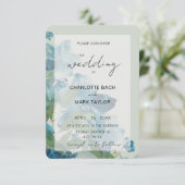 Invitation Aquarelle verte Chic Bleu Sage Floral (Debout devant)