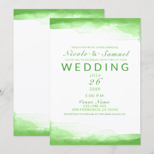 Invitation Aquarelle verte de chaux brillante Chic Mariage mo
