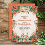 Invitation Aquarelle verte de la Monnaie Orange Floral 75e an<br><div class="desc">Elégant orange et vert menthe aquarelle floral automne/automne invitation fête d'anniversaire pour les femmes. Cette invitation est conçue pour un 75ème anniversaire mais peut être customisée pour n'importe quel âge. Contactez-moi pour obtenir de l'aide sur vos personnalisations ou pour demander des produits Zazzle correspondants ou coordonnés supplémentaires pour votre événement....</div>