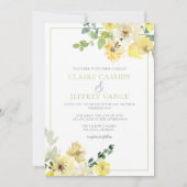 Invitation Aquarelle verte de Sage jaune Mariage d'été (Devant)