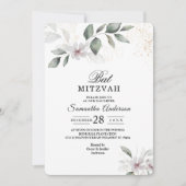 Invitation Aquarelle verte douce Feuille et fleur | Or (Devant)