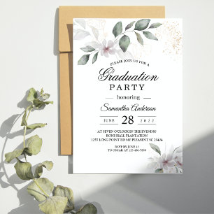 Invitation Aquarelle verte douce Feuille et fleur Or
