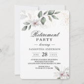 Invitation Aquarelle verte douce Feuille et fleur | Or (Devant)