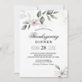 Invitation Aquarelle verte douce Feuille et fleur | Or (Devant)