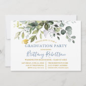 Invitation Aquarelle verte Dusty Blue Graduation Party (Devant)