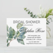 Invitation Aquarelle verte élégante douche nuptiale (Debout devant)