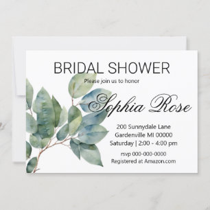 Invitation Aquarelle verte élégante douche nuptiale