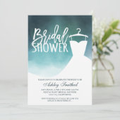 Invitation Aquarelle verte élégante robe chic Douche nuptiale (Debout devant)