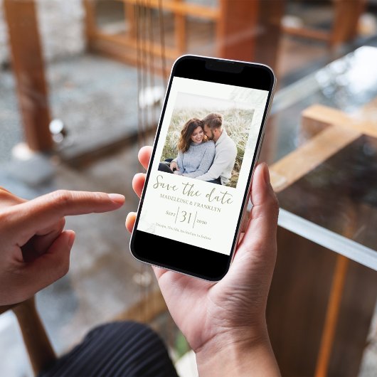 Invitation Aquarelle verte Enregistrer la date Mariage photo