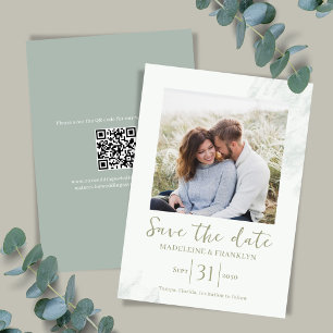 Invitation Aquarelle verte Enregistrer la date Mariage photo