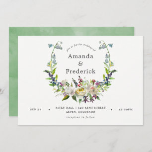 Invitation Aquarelle verte et blanche Sage Mariage Floral