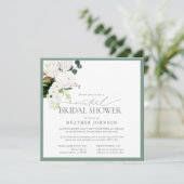 Invitation Aquarelle verte et blanche tropicale virtuelle (Debout devant)