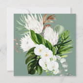 Invitation Aquarelle verte et blanche tropicale virtuelle (Dos)