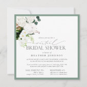 Invitation Aquarelle verte et blanche tropicale virtuelle (Devant)