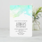 Invitation Aquarelle verte et bleue Abstraite (Debout devant)