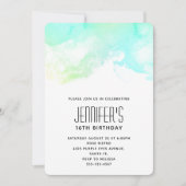 Invitation Aquarelle verte et bleue Abstraite (Devant)