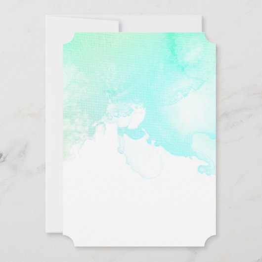 Invitation Aquarelle verte et bleue moderne Mariage simple (Dos)