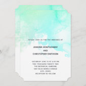 Invitation Aquarelle verte et bleue moderne Mariage simple (Devant / Derrière)
