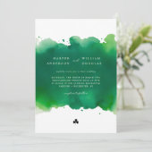 Invitation Aquarelle verte et mariage de trèfle (Debout devant)